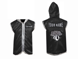 Custom Muay Thai Hoodies : Black/Silver